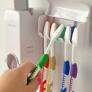 Combo Organizador de Cepillos + Dispensador de Pasta Dental ¡Dos en Uno!
